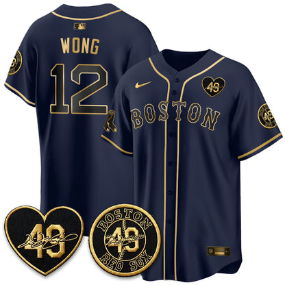 BOS Tim Wakefield Memorial Patch Vaper Premier Limited Gold Edition Jersey - Stitched