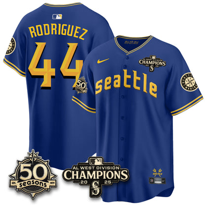 SEA Limited Throwback Cream Jersey - 50th Anniversary & AL West Division Champions - All Stitched
