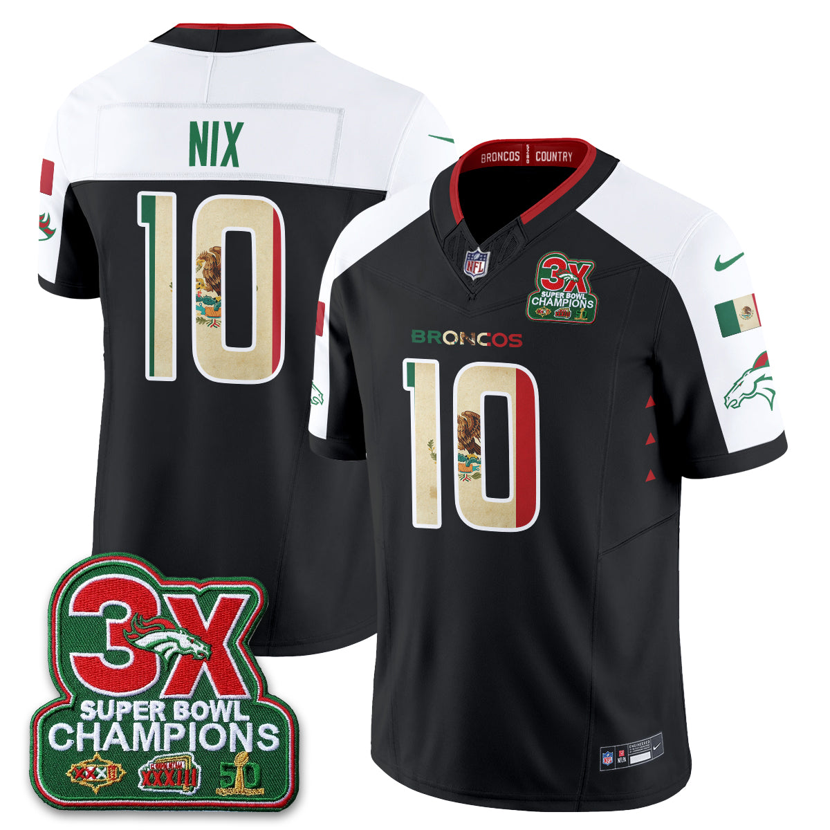 DEN 3X Champs Mexico Edition Vapor Jersey - Stitched