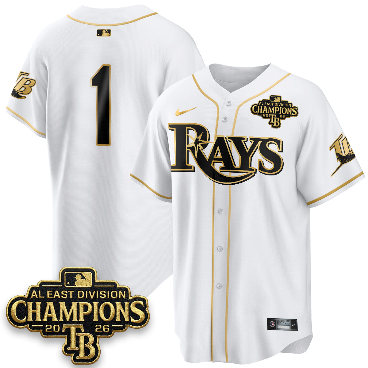 TB 2026 AL East Champs Gold Edition Vapor Jersey - Stitched