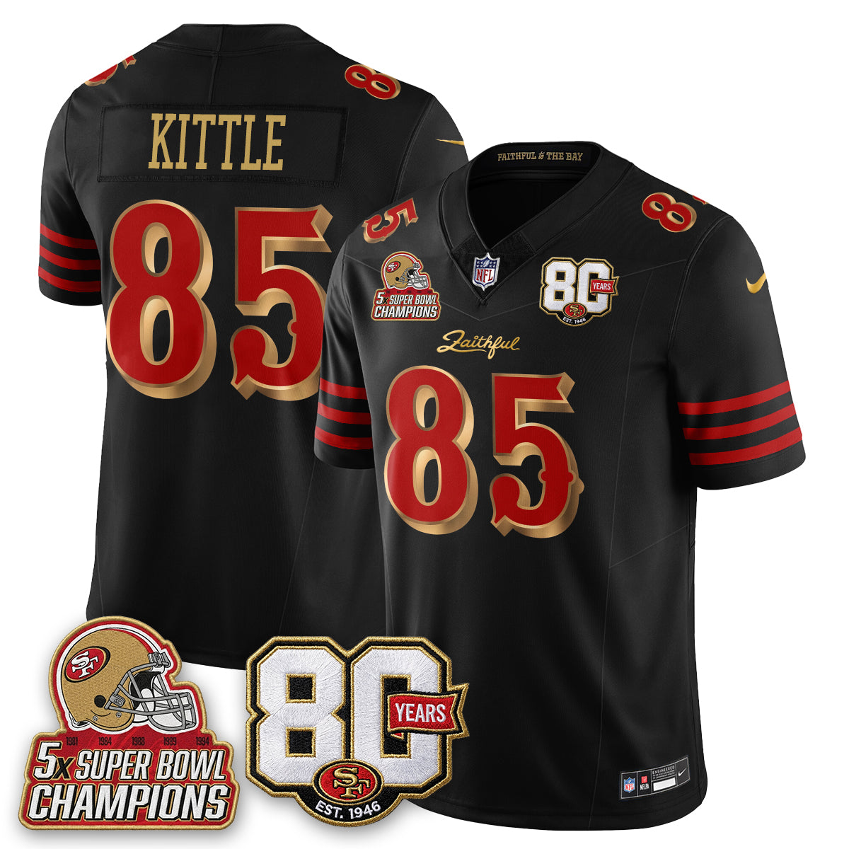 SF 80 Years & 5X Champs Rivalries Vapor Jersey - Stitched