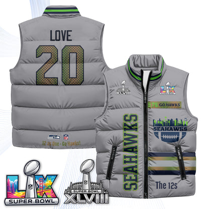 SEA "Go Hawks" Edition Puffer Vest - Printed