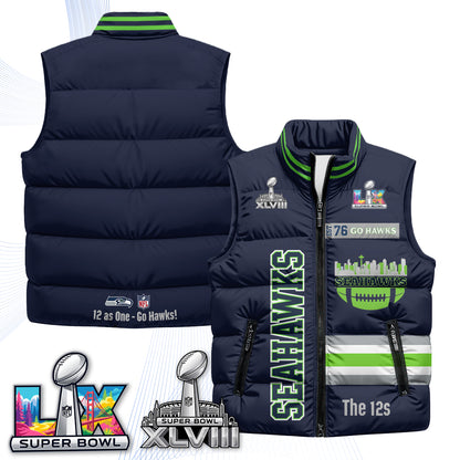 SEA "Go Hawks" Edition Puffer Vest - Printed