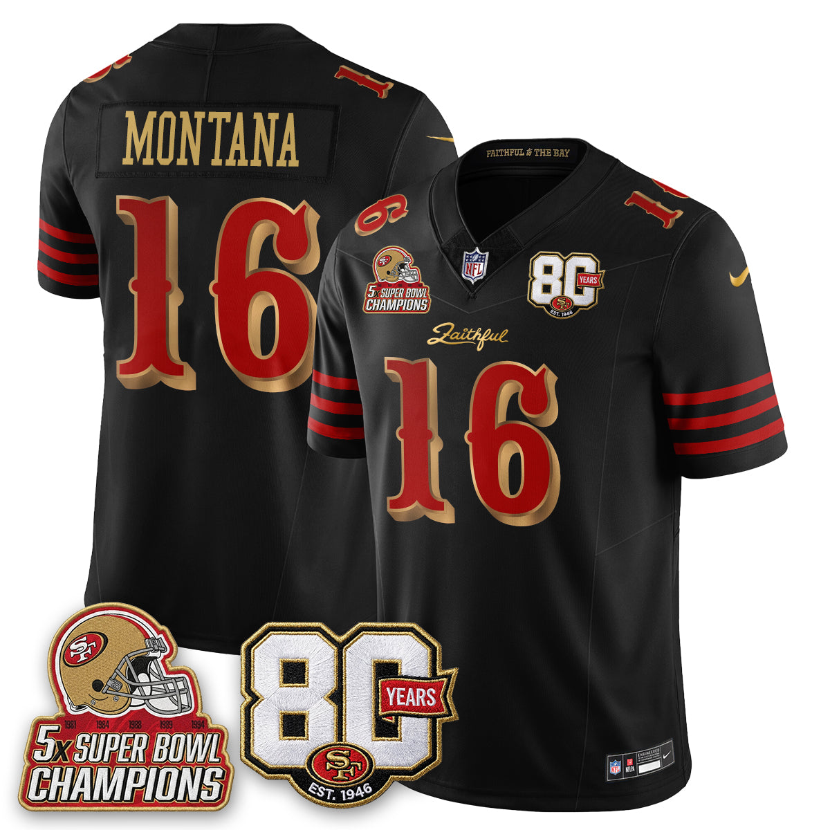 SF 80 Years & 5X Champs Rivalries Vapor Jersey - Stitched