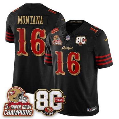 SF 80 Years & 5X Champs Rivalries Vapor Jersey - Stitched