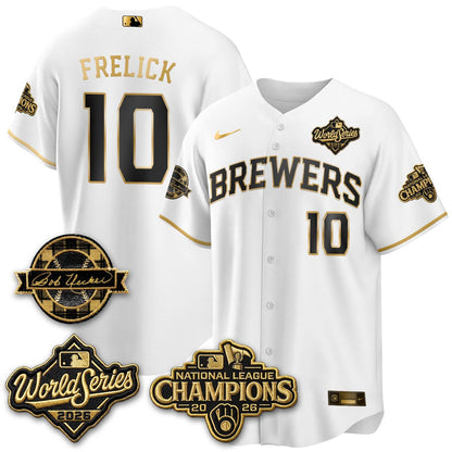 MIL WS26 - Bob Uecker Patch Black Gold Jersey - Stitched (Tiktok)