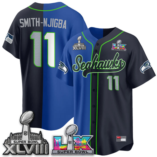 SEA S.Bowl Champs Split Baseball Vapor Jersey V2- Stitched