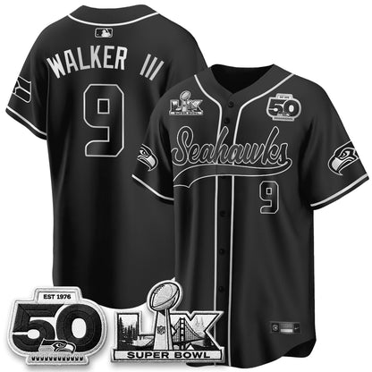 Seattle Seahawks SB LX Champs Gold Edition Baseball Jersey - Stitch