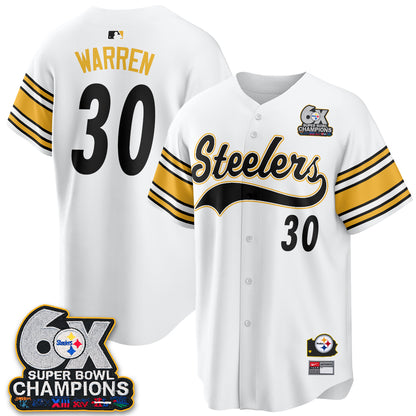 Pittsburgh Steelers 6X Champs Throwback Baseball Vapor Jersey - Stitched