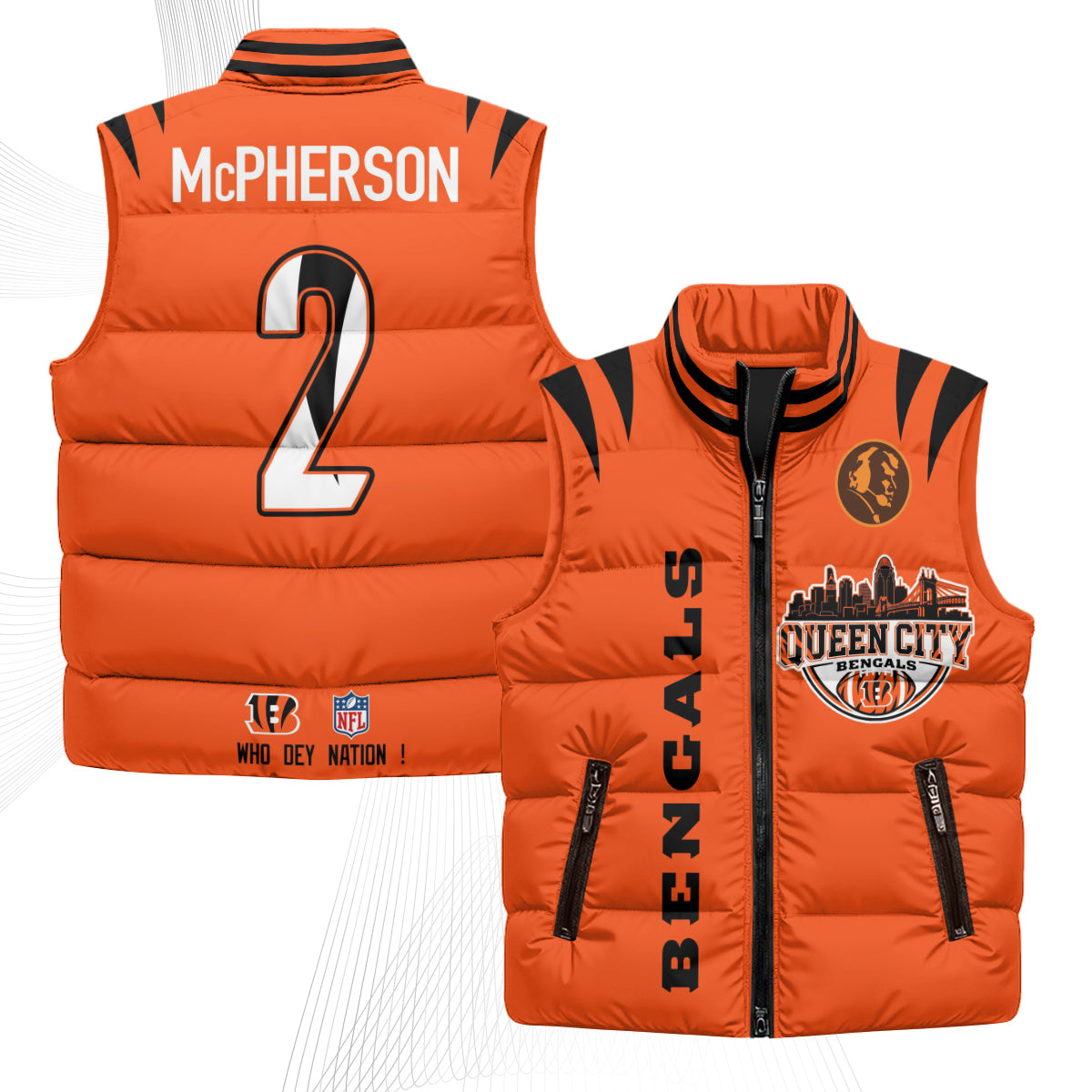 CIN John Madden Patch Puffer Vest - Printed