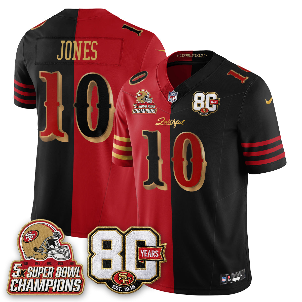 SF 80 Years & 5X Champs Rivalries Vapor Jersey - Stitched
