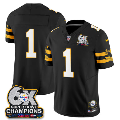Pittsburgh Steelers 6X Champs Throwback V2 Vapor Jersey - Stitched