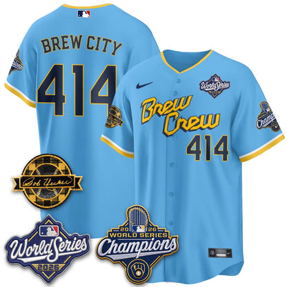 MIL 2026 WS Champions - Bob Uecker Patch Gold Jersey - Stitched (Tiktok)