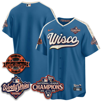 MIL WS26 - Bob Uecker Patch Black Gold Jersey - Stitched (Tiktok)