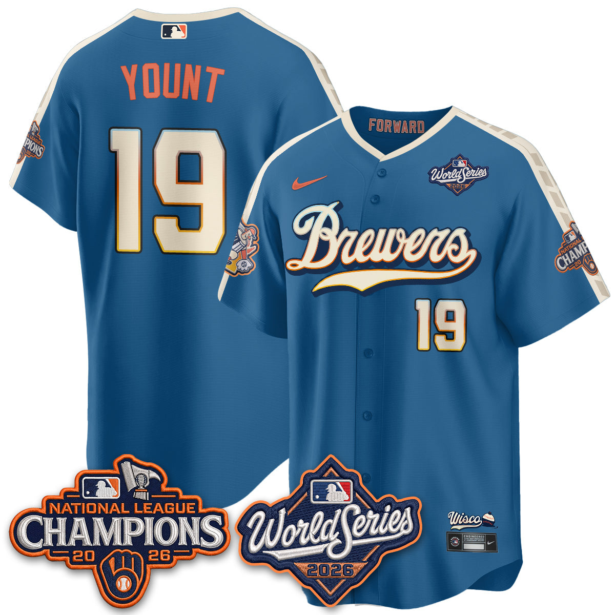 Milwaukee Brewers WS26 & 2026 NL Champions City Connect Vapor Jersey - Stitched
