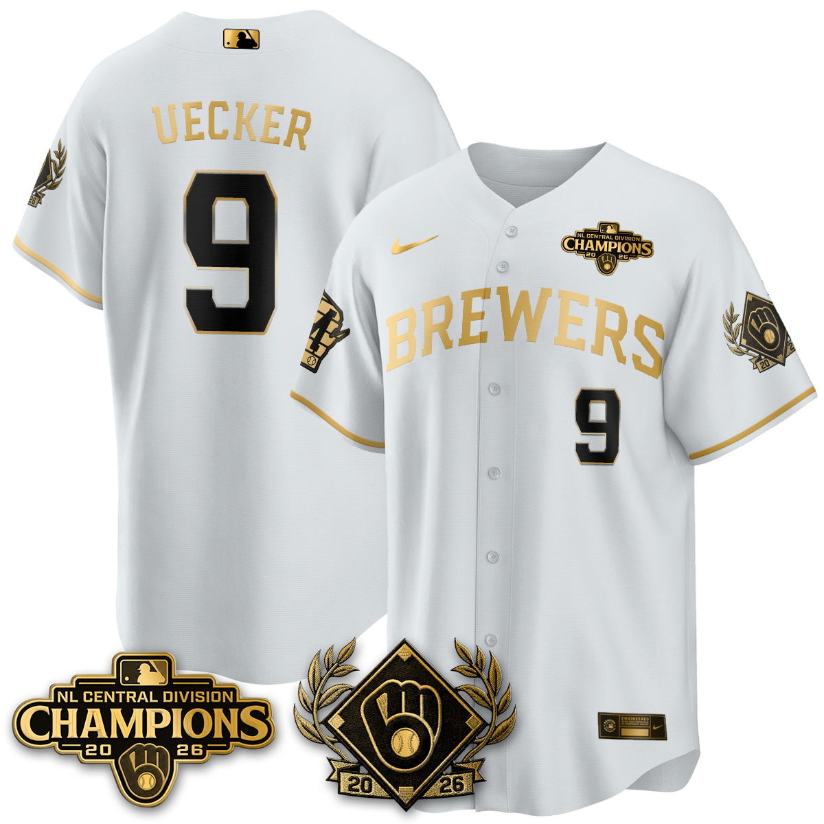 Milwaukee Brewers 2026 NL Division Champs Vapor Gold Jersey - Stitched