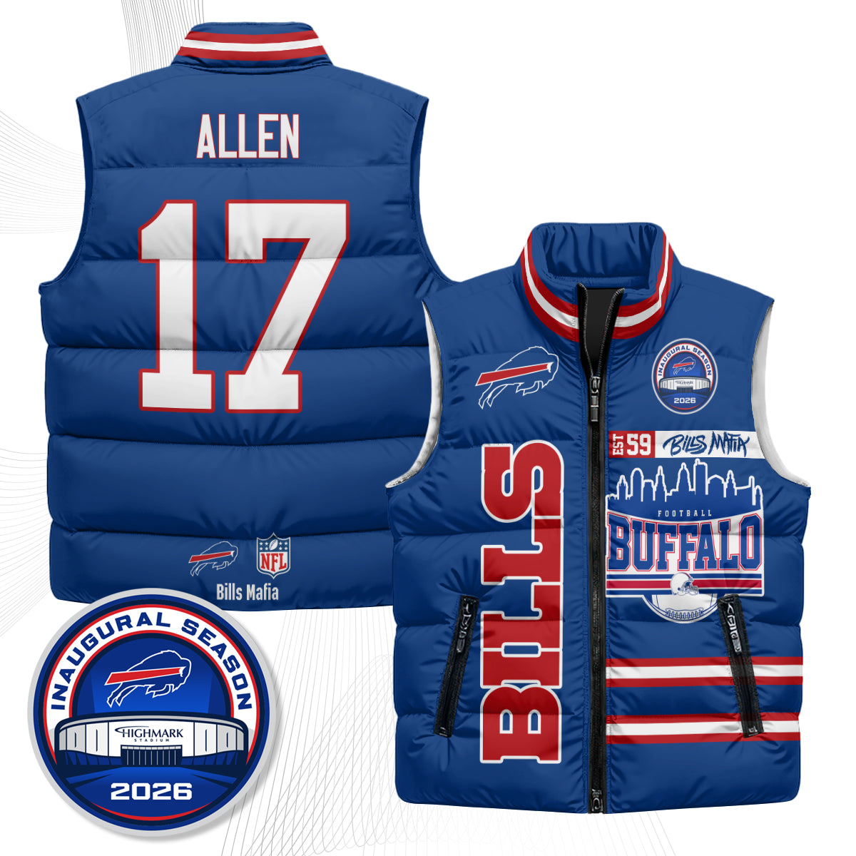 Buffalo Bills "Mafia" Edition Puffer Vest - Printed