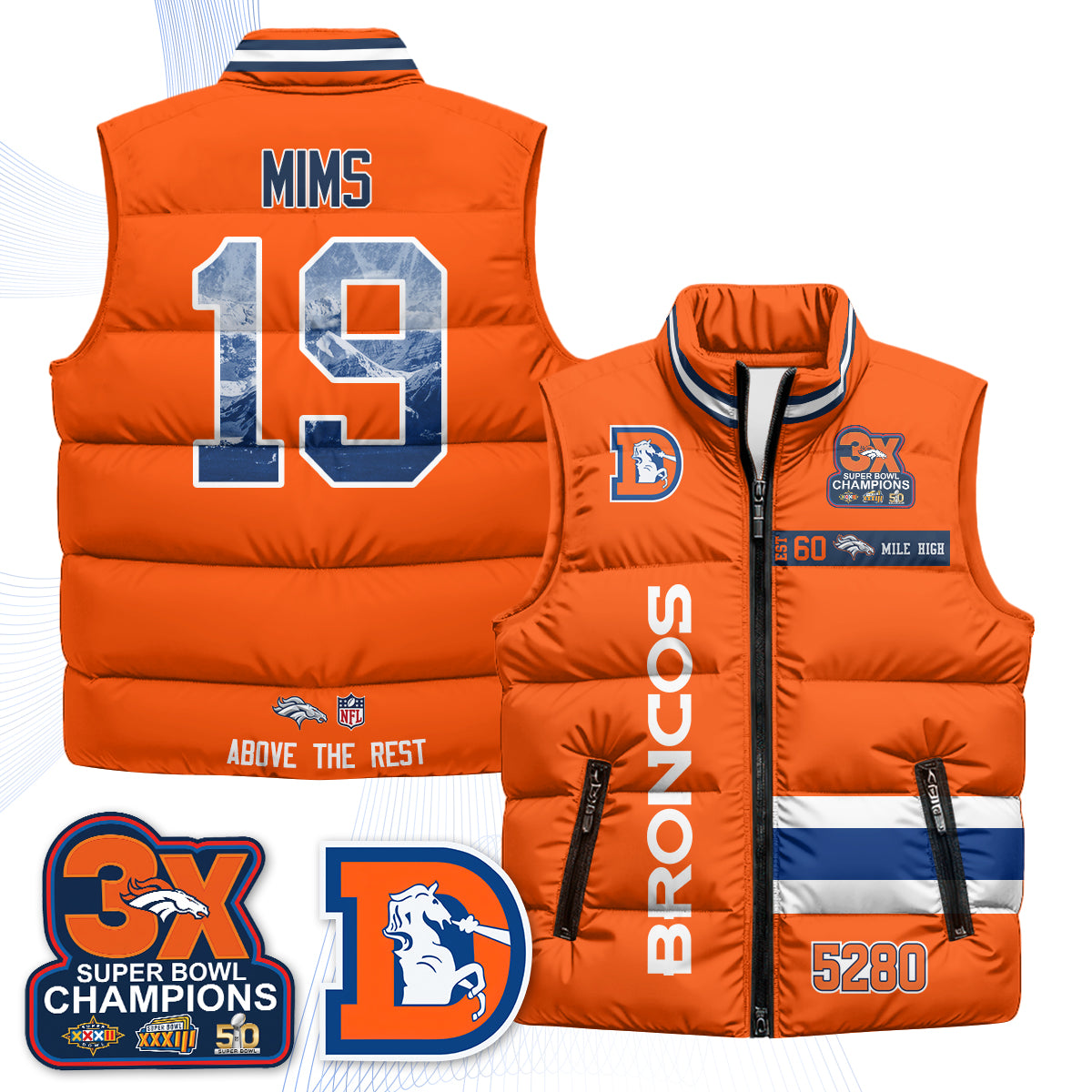 DEN "Mile High" Puffer Vest - Printed