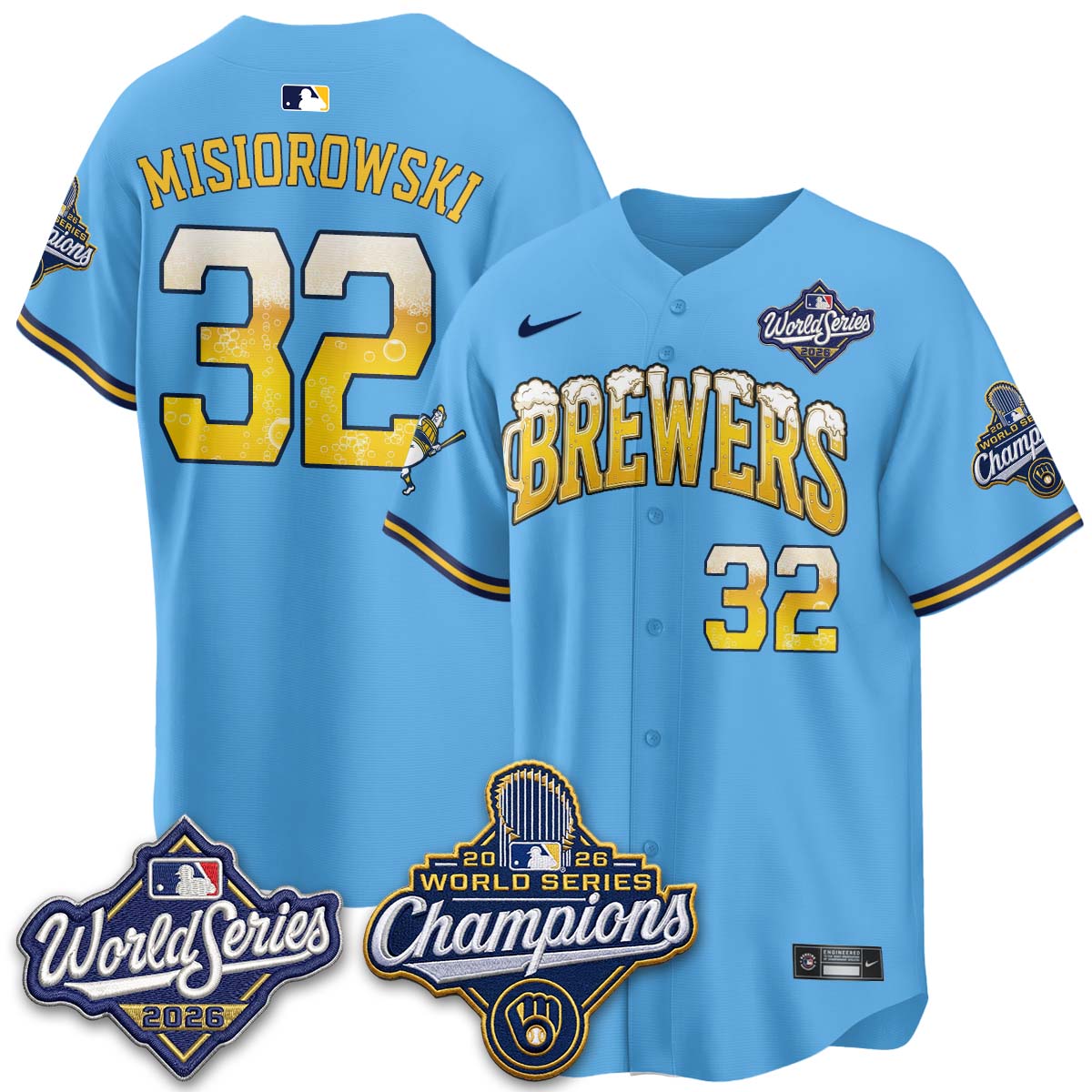 MIL "Pitcher & Pint" 2026 WS Champions Vapor Jersey - Stitched (#32 Tiktok)