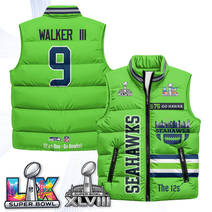 SEA "Go Hawks" Edition Puffer Vest - Printed