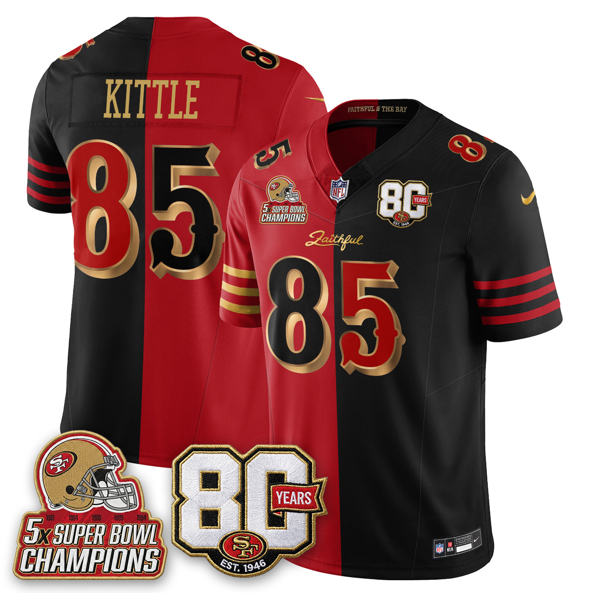 SF 80 Years & 5X Champs Rivalries Vapor Jersey - Stitched