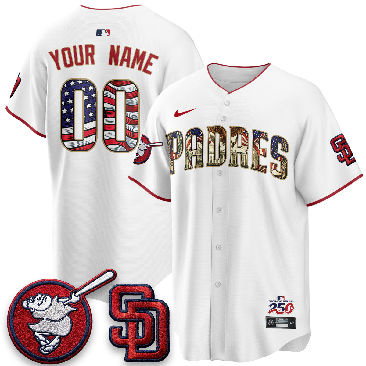 San Diego Padres 2026 Independence Day USA Vapor Limited Custom Jersey - Stitched
