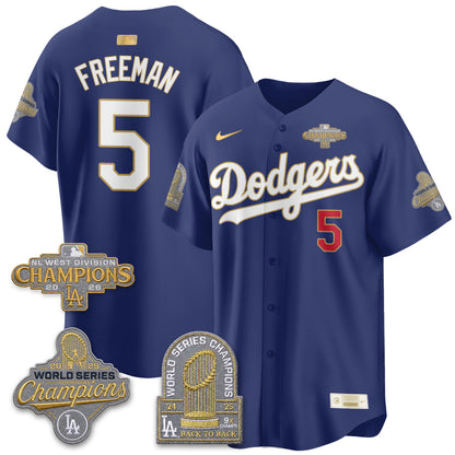 Los Angeles Dodgers 2026 NL West Champs Black Gold Vapor Jersey- Stitched