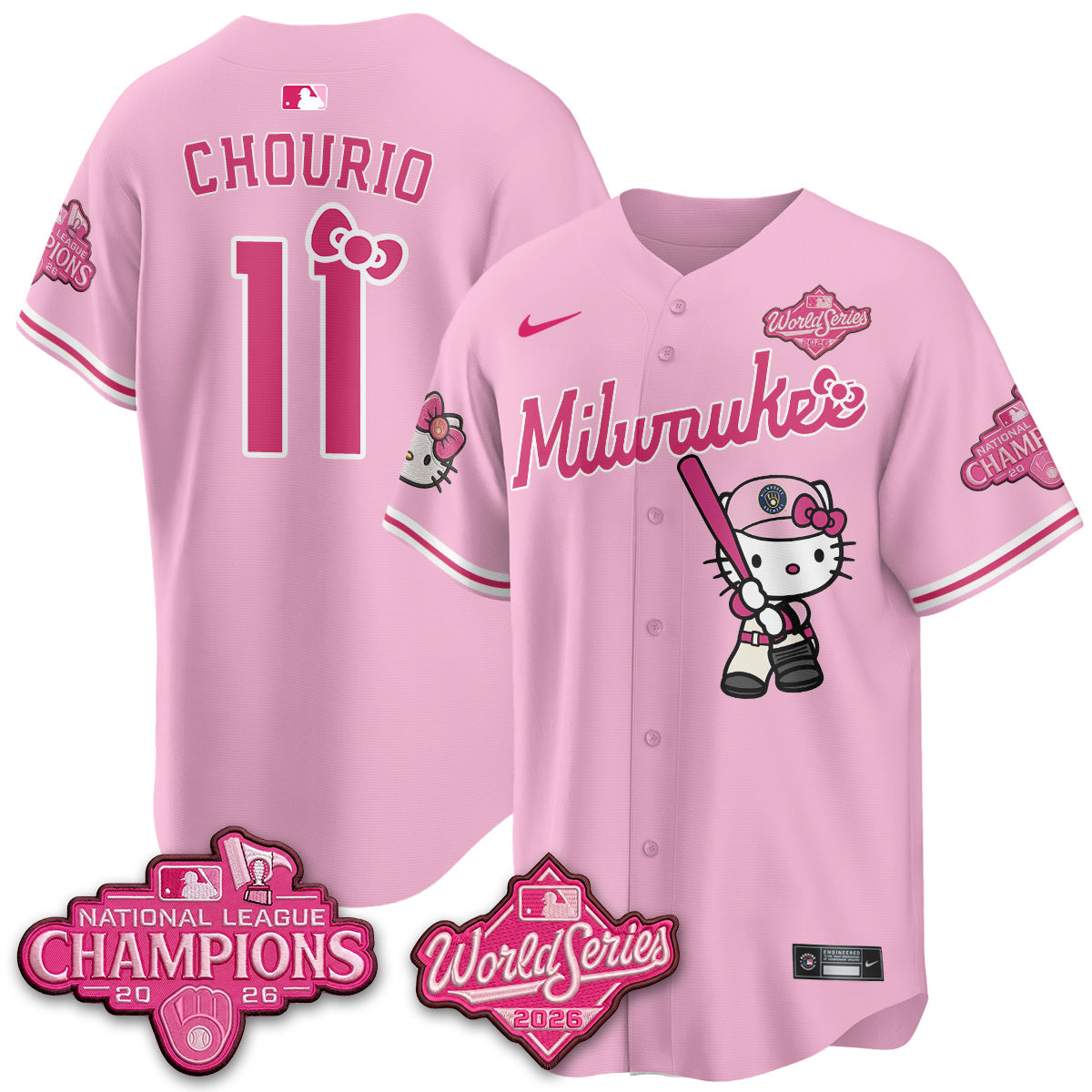 Milwaukee Brewers 2026 NL Champions x Meow KT Vapor Jersey - Stitched
