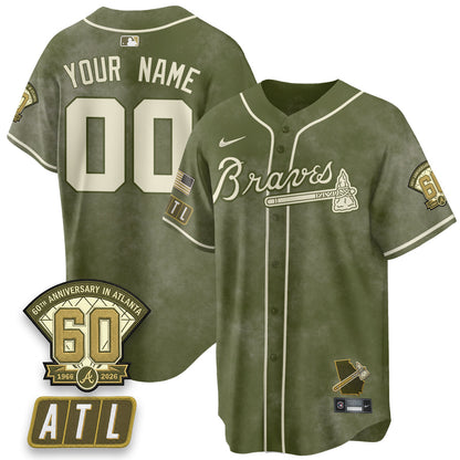 ATL New Era Olive 2026 Armed Forces Day Vapor Limited Custom Jersey - All Stitched