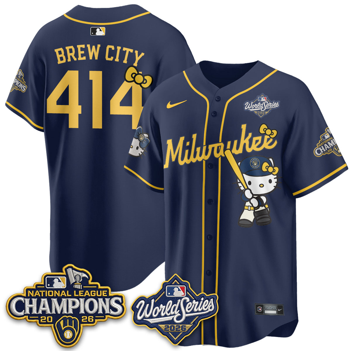 Milwaukee Brewers 2026 NL Champions x Meow KT Vapor Jersey - Stitched