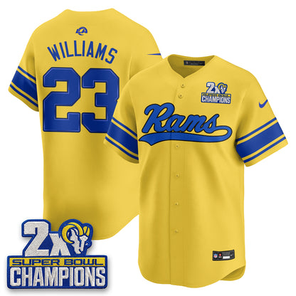 LAR 2X Champs Fearsome White Baseball Vapor Jersey - Stitched