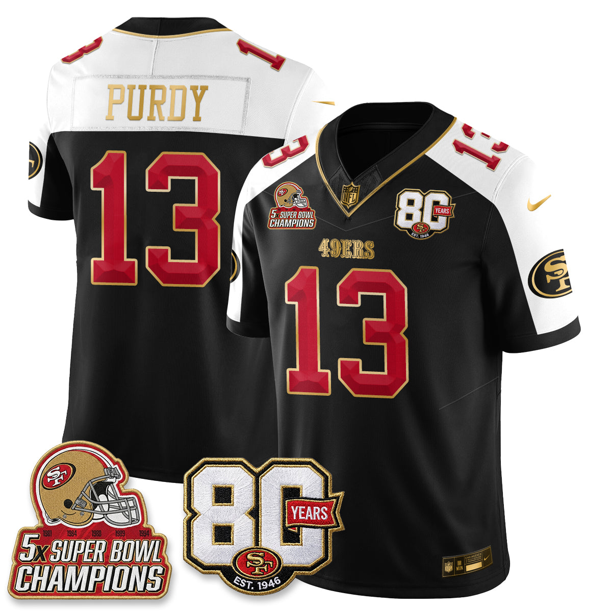 SF 80 Years & 5X Champs Vapor Jersey - Stitched