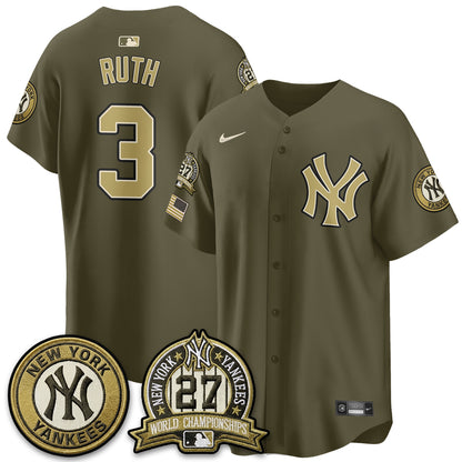NYY New Era Olive 2026 Armed Forces Day Jersey -All Stitched