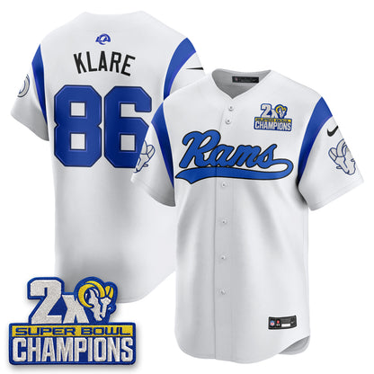 LAR 2X Champs Fearsome White Baseball Vapor Jersey - Stitched