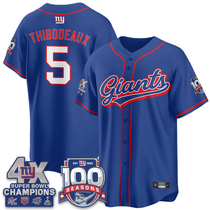 NYG 4X Champs & 100 Anniversary Vapor Baseball Jersey - Stitched