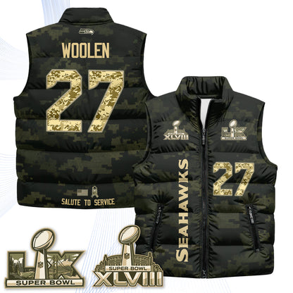 Seattle Seahawks 2026 Salute to Service Puffer Vest - Printed