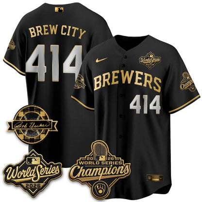 MIL 2026 WS Champions - Bob Uecker Patch Gold Jersey - Stitched (Tiktok)