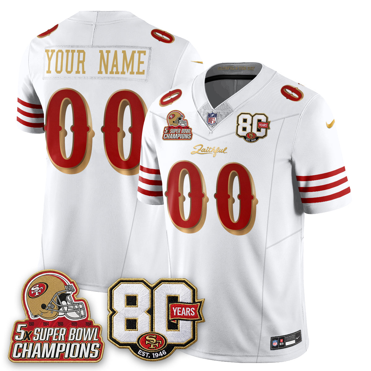 SF 80 Years & 5X Champs Rivalries Vapor Custom Jersey - Stitched