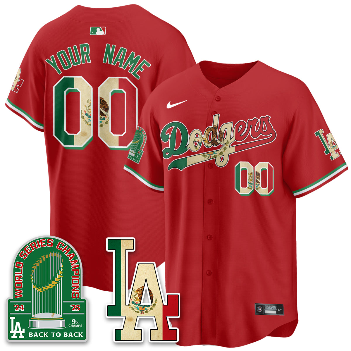 Los Angeles Dodgers Mexico Style Vapor Custom Jersey - Stitched