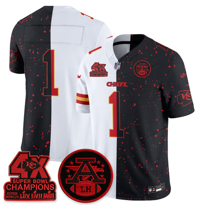 Kansas City Chiefs 4X Champs Patch Split Edition Vapor Jersey - Stitched