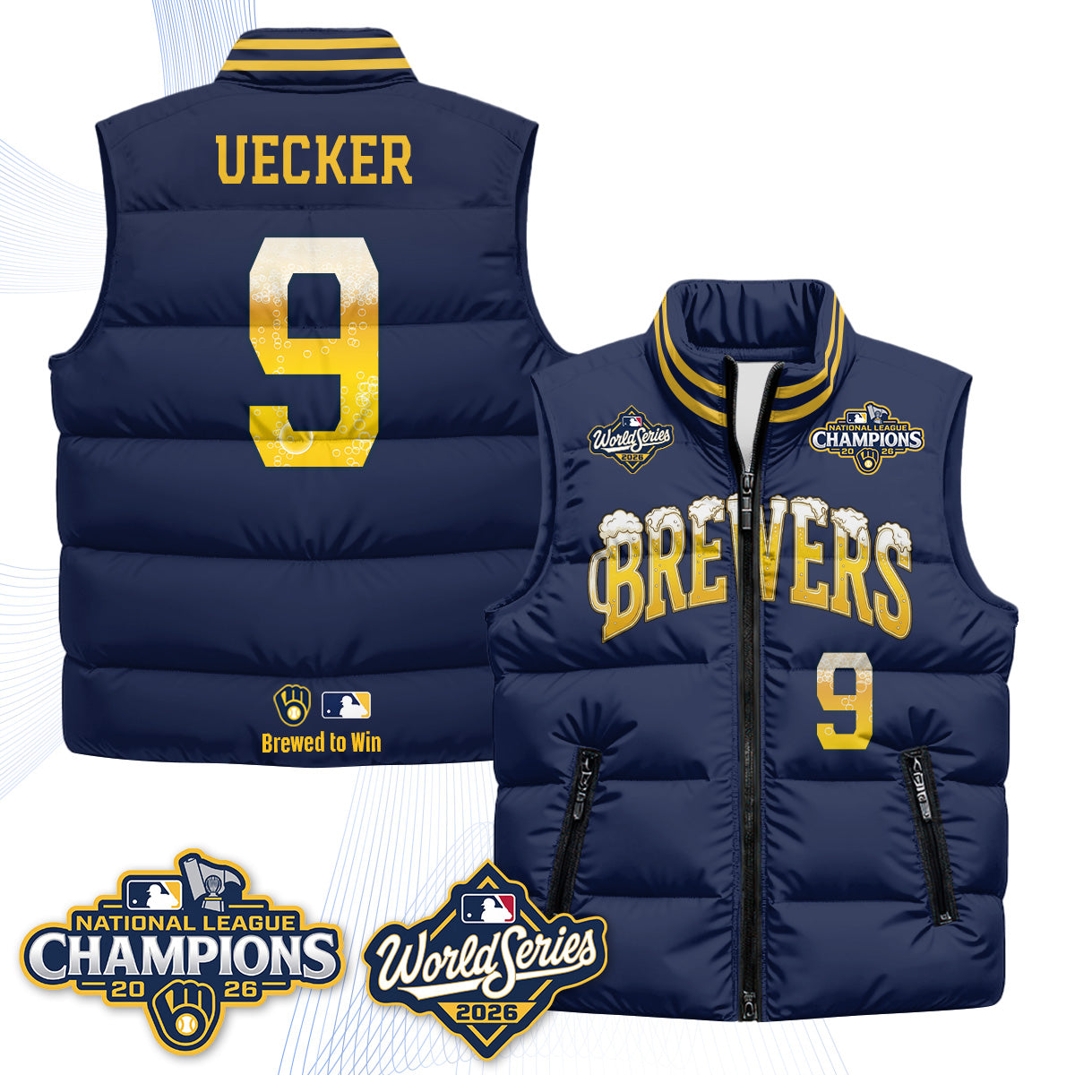 MIL "Pitcher & Pint" 2026 NL Champions Puffer Vest - Printed