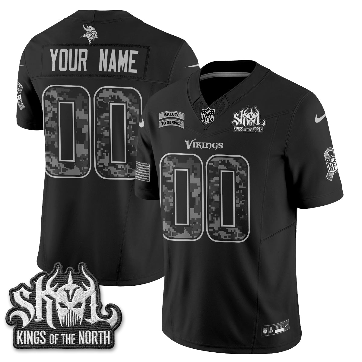 Minnesota Vikings 2026 Salute to Service V2 Vapor Custom Jersey - Stitched