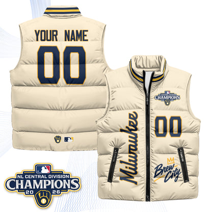 Milwaukee Brewers "Brew City" Custom Puffer Vest V2 - Printed