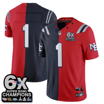 NE 6X Champs Rivalries Split Edition Vapor Jersey - Stitched (V2)