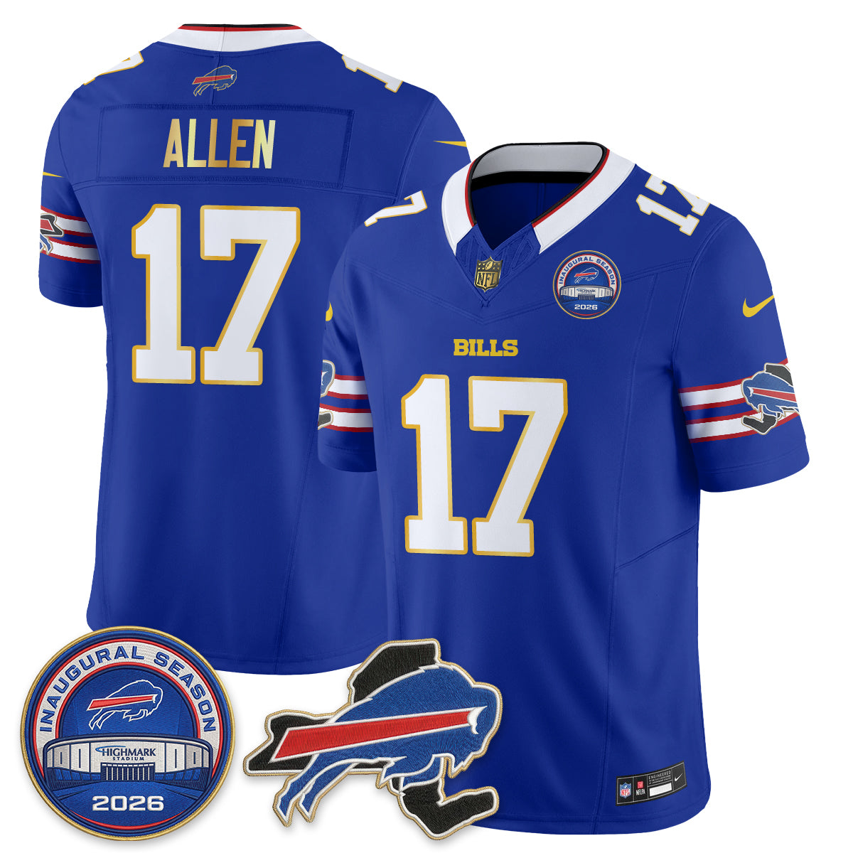 BUF 2026 Royal Gold Trim Edition Vapor Jersey - Stitched