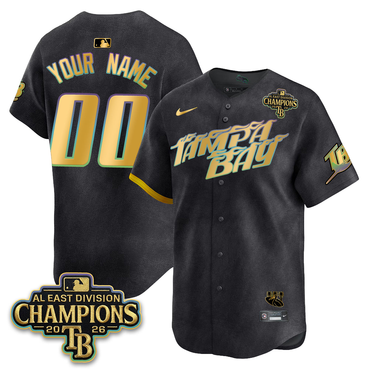 TB 2026 AL East Champs Gold Edition Vapor Custom Jersey - Stitched