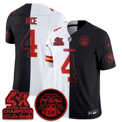 Kansas City Chiefs 4X Champs Patch Split Edition Vapor Jersey - Stitched