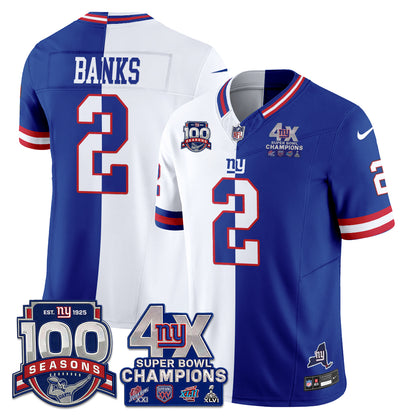 New York Giants 4X SBowl Split Edition Vapor Jersey - Stitched
