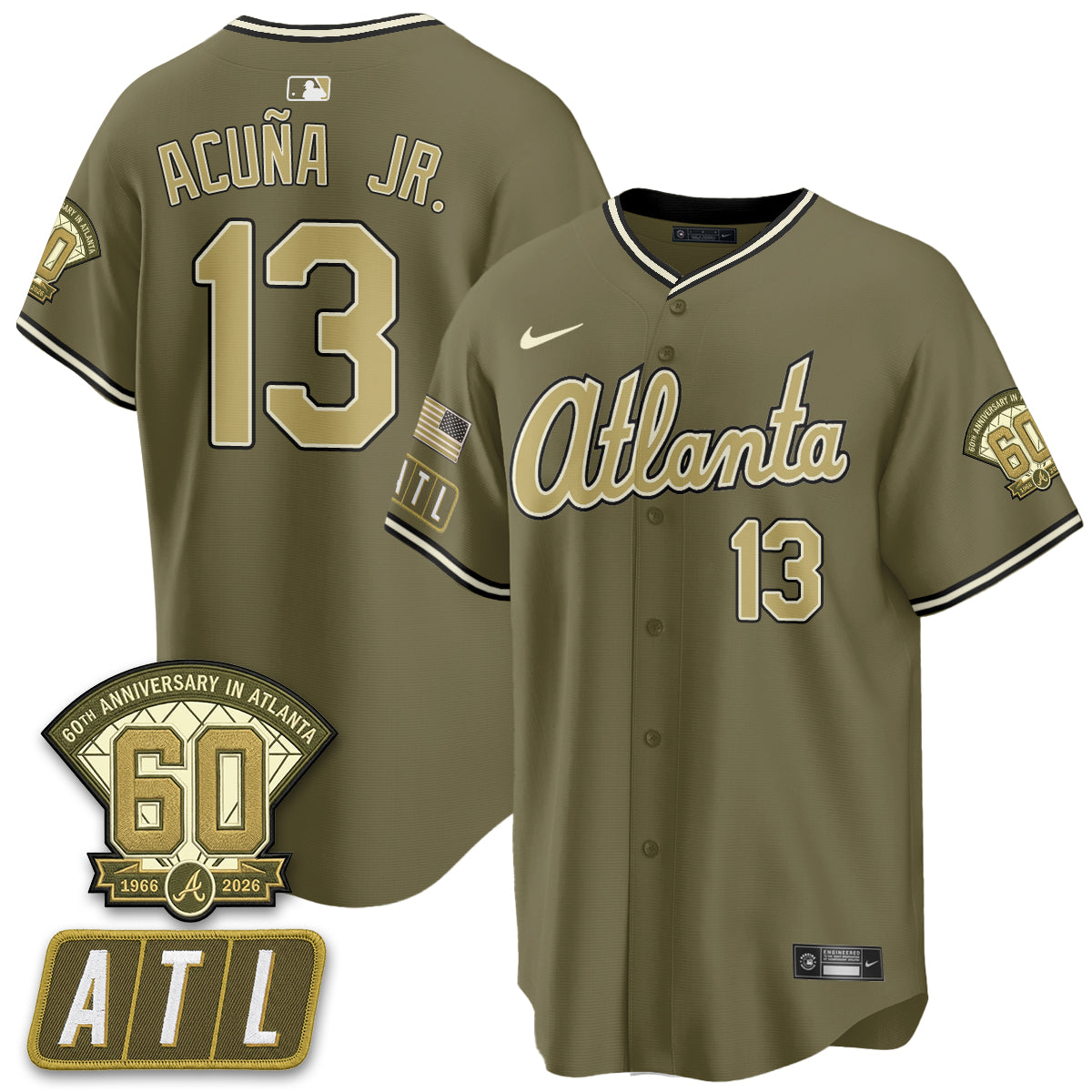 ATL New Era Olive 2026 Armed Forces Day Vapor Limited Jersey - All Stitched