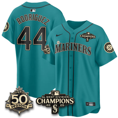 SEA Limited Throwback Cream Jersey - 50th Anniversary & AL West Division Champions - All Stitched